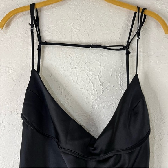 Zara Satin Effect Cut Out Back Midi Dress Black Blogger Favorite Tik Tok Viral - Picture 8 of 16